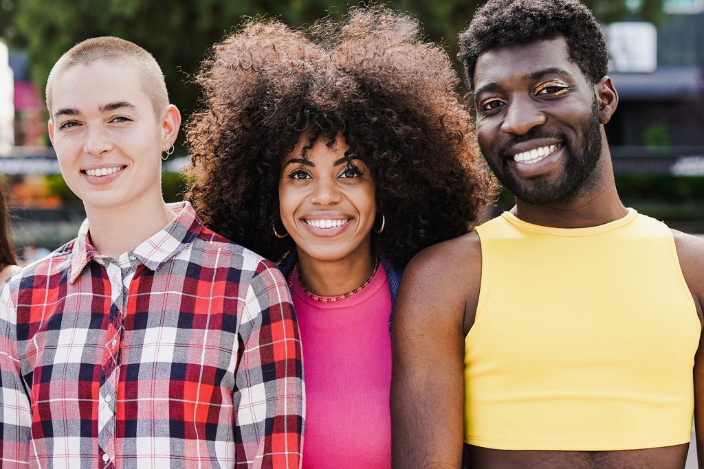 Group of young diverse people smiling 